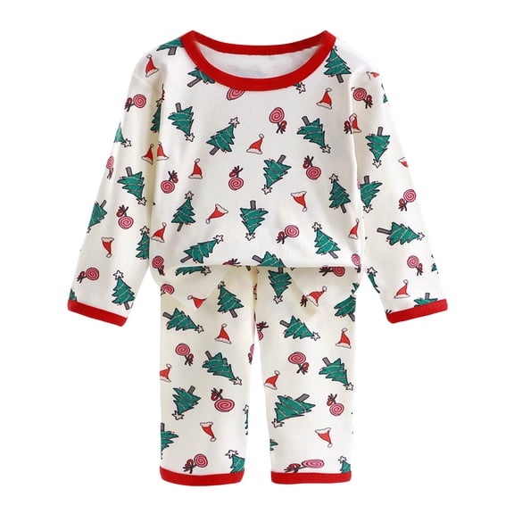 Staki Snowflake Pajamas Kids Christmas Pajamas Sets Sleepwear Long Sleeve PJS Set for Boys(Dark Green,1-2 Years)