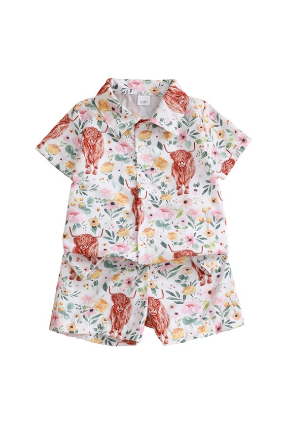 Spring Outfits for Boys Boy's Summer Beach Outfits Textured Button Down Shirt and Short Sets Casual Vacation Clothes for Boy 2T 3T 4T,White 4-5 Years