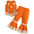 thumbnail image 1 of Staki Spring Outfits for Girls Girls' Pant Sets 2 Piece Summer Outfit Kids Toddler Solid Ruffle Sleeveless Crop Tank Top and Trouser Set 6-24M 2-3Y(Orange,9-12 Months), 1 of 7