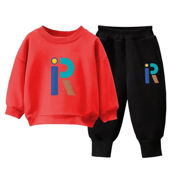 Staki Sweat Suits for Boys Baby Boy Clothes Boys Outfits Fashion Sweatshirt Sweat Pant Kids Toddler Tops Pant Sets 3-5T 6-10Y(Red,7-8 Years)