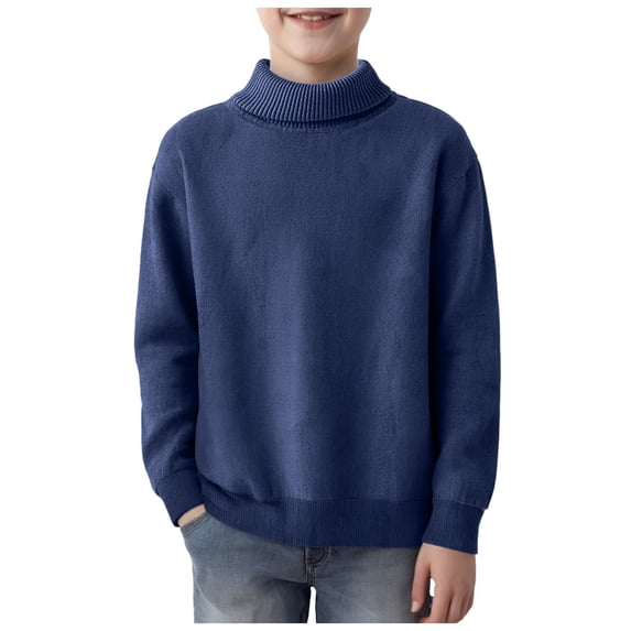 Staki Sweater Autumn And Winter Boys Cotton Sweaters Long Sleeve Pullover Knit Sweater(Blue,7-8 Years)