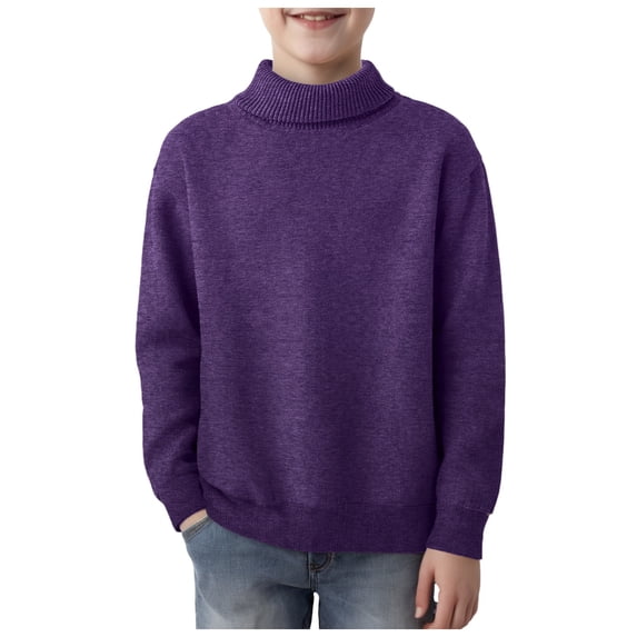 Staki Sweater Autumn And Winter Boys Cotton Sweaters Long Sleeve Pullover Knit Sweater(Purple,7-8 Years)