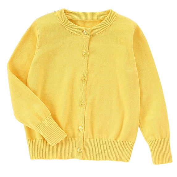 Staki Sweater Girls Baby Girl’s Sherpa-Lined Cardigan – Ultra-Soft and Snug for Cold Days(Yellow,5-6 Years)
