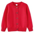 thumbnail image 1 of Staki Sweaters for Teen Girls Sweaters for Girls Girls' Cardigan with Button Loose Long Sleeve Sweaters Cropped Kids Knit Sweater Outerwear(Red,4-5 Years), 1 of 4
