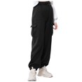 thumbnail image 1 of Staki Sweatpants for Girls Baggy Sweatpants for Girls Trendy Oversized Wide Leg Loose Sweat Pants Elastic High Waist Drawstring Athletic Joggers(Black,10-11 Years), 1 of 5