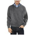 thumbnail image 1 of Staki Sweatshirt for Boy Boys' Long Sleeve Sweater Pullover Cotton Multicolor Stripe Sweaters (Dark Gray,8-9 Years), 1 of 5