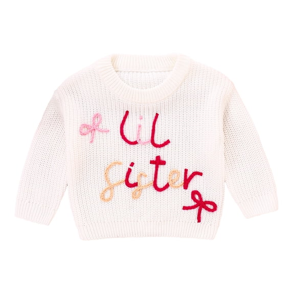 Staki Sweatshirts for Girls Girls Sweaters Cotton Cute Kids Sweater Crew Neck Holiday Pullover(Beige,12-18 Months)