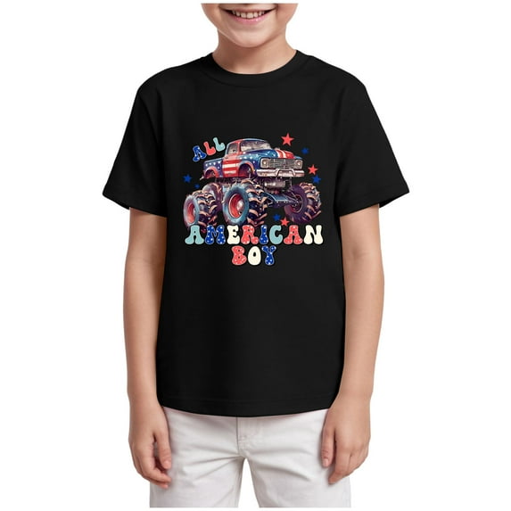 Staki T Shirts for Boys Boy's Graphic Tees Short Sleeve Crew Neck Summer Trendy T-Shirts Clothes for Teen Boys 2-9Y 10-14Y(Black,9-10 Years)