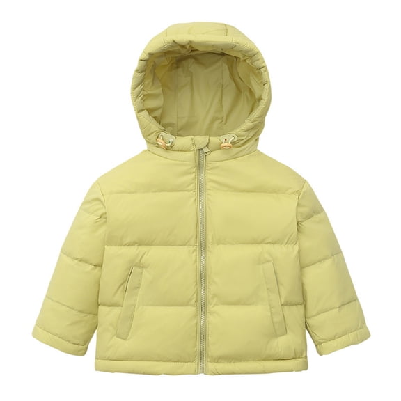 Staki Teen Boy Coats For Winter Baby Boys' Winter Fleece Jackets with Hooded Toddler Cotton Warm Lined Coat Outer Clothing(Light Yellow,10-12 Years)