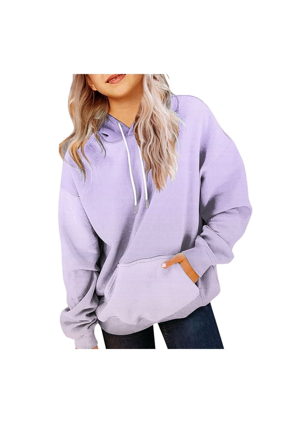 Teen Girl Clothes Girls Sweatshirt Trendy Winter Cropped Long Sleeve Shirt Pullover Youth Preppy Tween Girl Cute Clothes(Light Purple,2-3 Years)