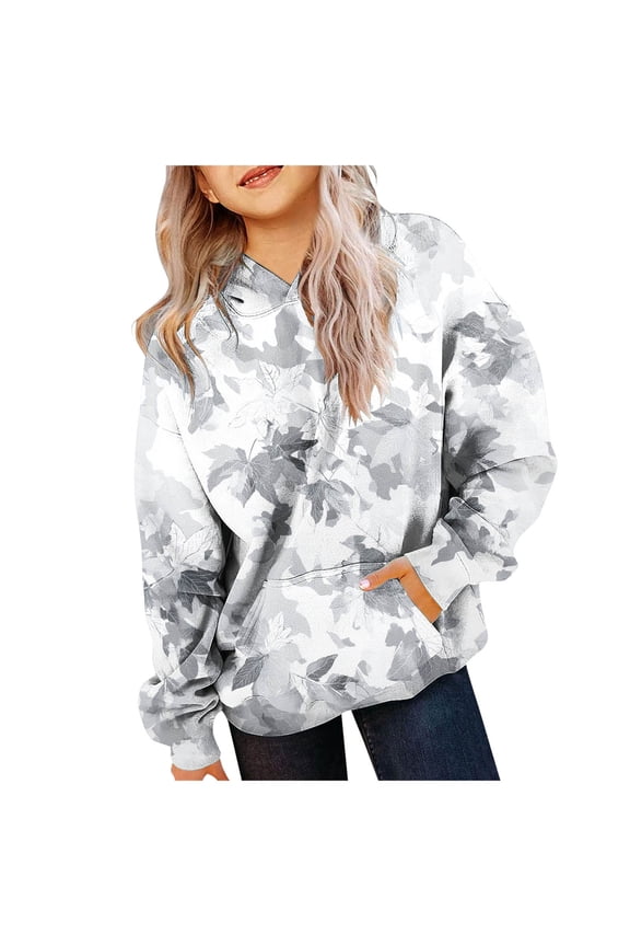 Teen Girl Hoodies Girl's Camo Hoodies Long Sleeve Oversized Sweatshirts Hoodie Pullovers Streetwear Trendy 2-3T 4-5T 5-7T 8-10T 11-12T(White,10-11 Years)