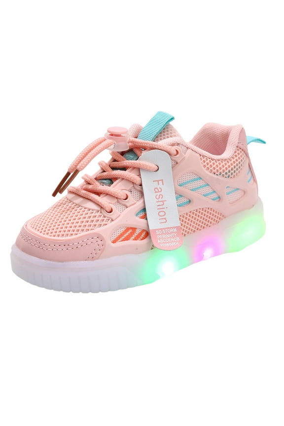 Tennis Shoes Girls Kids Sneakers with Lights - Lightweight Breathable Running Tennis Athletic Shoes for Girls(,)