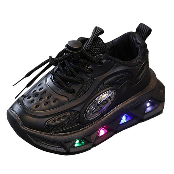 Staki Tennis Shoes for Girls Toddler Girls Light Up Shoes LED Flashing Lightweight Mesh Breathable Adorable Running Sneakers for Toddler(Black,8.5 Toddler)