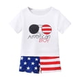 thumbnail image 1 of Staki Toddler 4th of July Outfit Boy Toddler Little Boys Short Sleeve T-Shirt Camouflage Shorts Set Summer Clothes Outfits 6-12M 2-3Y(White,12-18 Months), 1 of 9