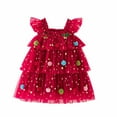 thumbnail image 1 of Staki Toddler A-Line Party Dress Toddler Girl Christmas Outfit Smocked Christmas Sleeveless Layered Tulle Tutu Dress Kids Clothes(Red,7-8 Years), 1 of 8