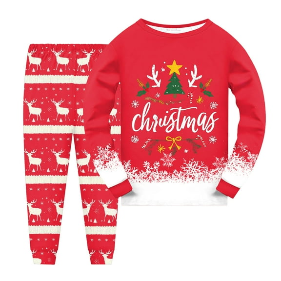 Staki Toddler Baby Girl Christmas Outfit Christmas Tree Embroidered Crewneck Sweatshirt Pants 2Pcs Winter Clothes Set Sweatshirt Kids(Red,8-9 Years)