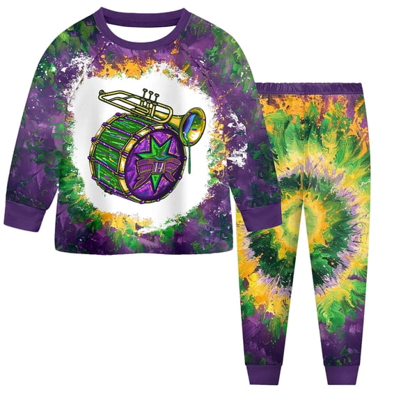 Staki Toddler Baby Mardi Gras Clothes Toddler Girl Carnivals Clothes Set Baby Girl‘s Outfits Winter Sweatsuits 2-9Y(Dark Purple,2-3 Years)