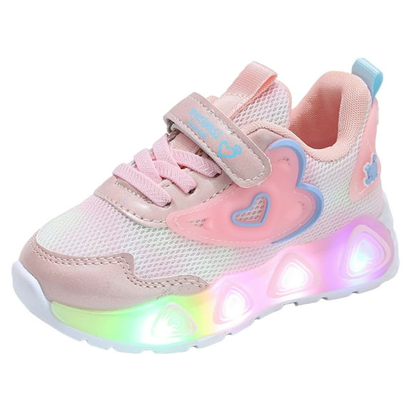 Staki Toddler Barefoot Shoes Kids Light up Shoes Toddler Girls Breathable Led Flashing Sneakers(Pink,7 Toddler)