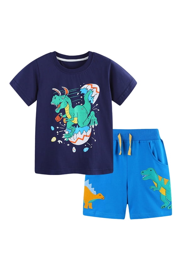 Toddler Boy Beach Outfit Baby Boys Easter Outfit Short-Sleeve Button Shirt and Shorts 2 Piece Bunny Carrot Print Holiday Clothes Set 2-8Y(Blue,5-6 Years)