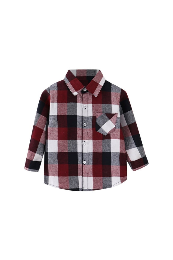 Toddler Boy Button up Shirt Boys' Button-Down Shirts Plaid Long Sleeve for Toddler Kids(White,4-5 Years)