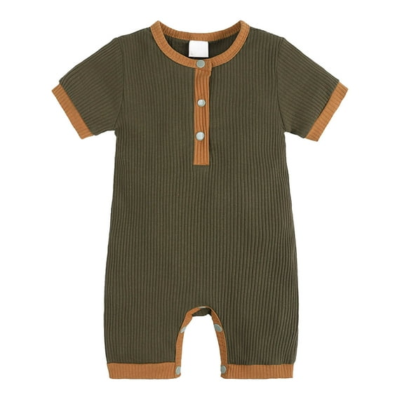 Staki Toddler Boy Clothes Smocked Jumpsuit Sleeveless Romper Spring Summer Outfit Baby Overalls Boy 0-24M(Army Green,0-3 Months)