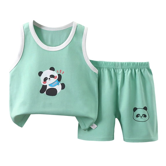 Staki Toddler Boy Summer Clothes Boys Tank Top and Shorts Outfit Set Infant to Big Kid 2T 3T 4T Light Green,3-4 Years