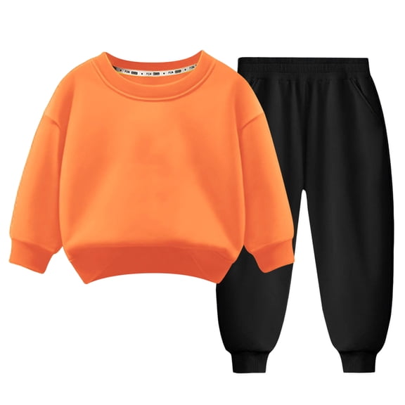 Staki Toddler Boy Sweatsuit Baby Boy Clothes Boys Outfits Fashion Sweatshirt Sweat Pant Kids Toddler Tops Pant Sets 3-5T 6-10Y(Orange,3-4 Years)