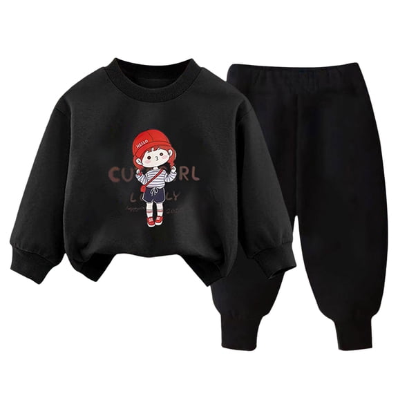 Staki Toddler Boys Clothes Fall Outfits Toddler Fall Outfits Baby Boy Sweatshirt Top Sweatpants Set Cute Sweatsuit for Boy Winter Clothes 2-5T 6-12Y(Black,9-10 Years)