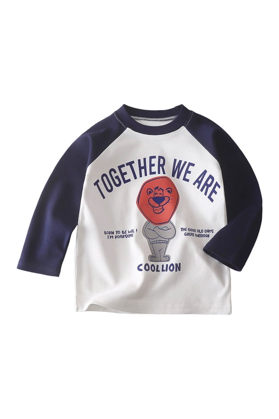 Toddler Boys Color Block Long Sleeve Shirts Cotton Dinosaur&Car Print Boy's T-Shirts Spring/Fall for 6M-8Y,5-6 Years