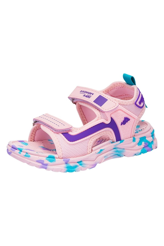 Toddler Boys Sandals Boys Lightweight Dual-Adjustable Sandal Buckles With Hook and Loop Heel Closure(Pink,11.5 Little Kid)