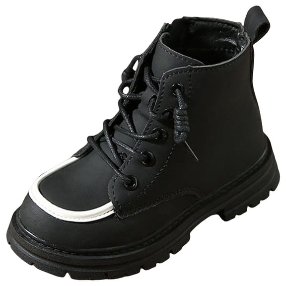 Staki Toddler Boys Short Boots Kids Outdoor Waterproof Hiking Ankle Booties Non-Slip Baby Snow Boots Boots Toddler Boy(Black,3.5 Big Kid)