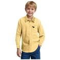 thumbnail image 1 of Staki Toddler Button Down Shirt Toddler Boys Button Up Pocket Cotton Shirt Tops Kids Comfort Trendy Long Sleeve Blouse Shirts Fall Winter Tees(Yellow,9-10 Years), 1 of 4