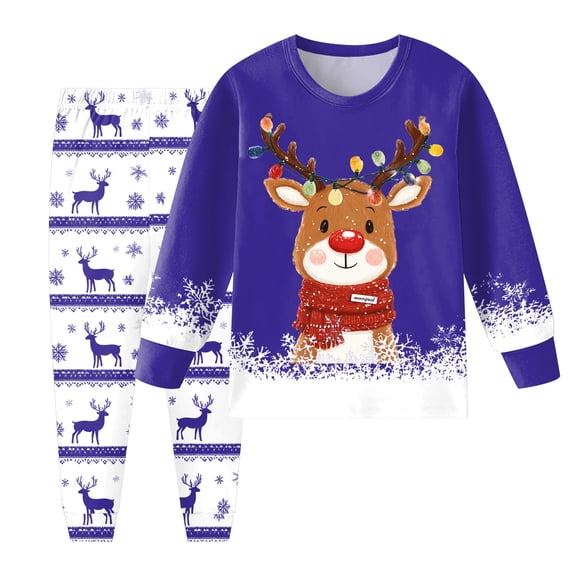 Staki Toddler Christmas Pajamas Boys Satin Pajamas Set Button Down Sleepwear Loungewear PJS Long Sleeve Tops Pants(Blue,8-9 Years)