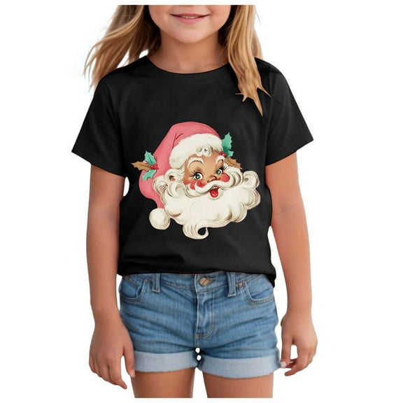 Staki Toddler Christmas Shirt Girl's Christmas Buffalo Plaid Raglan Top Funny Holiday Graphic Shirt(Black,3-4 Years)