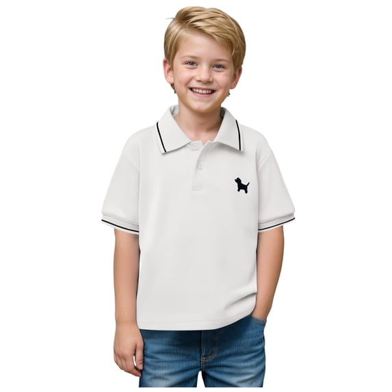 Staki Toddler Collared Shirt Boy Boys Polo Shirts School Uniform Cotton Short Sleeve Golf Polo Shirt for Kids Boy 1-10Y(White,9-10 Years)