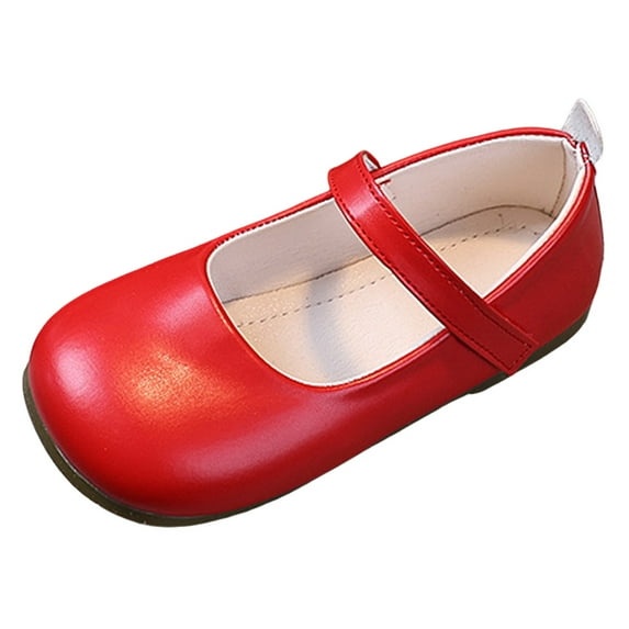 Staki Toddler Dress up Shoes Mary Jane School Shoes for Girls Dress Shoes Uniform Flats for Kids(Red,6 Big Kid)