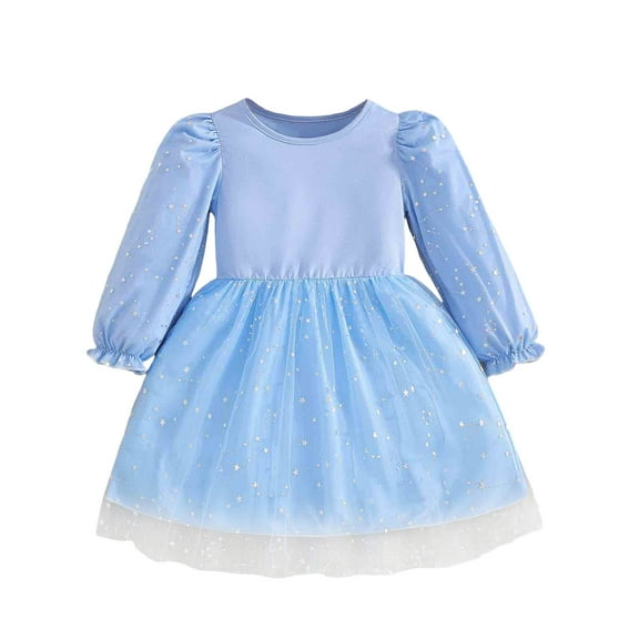 Staki Toddler Fancy Dress Toddler Dress Baby Girls Tiered Party Sequin Tulle Dresses Fall Winter Clothes for Girls(Blue,9-10 Years)