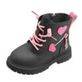thumbnail image 1 of Staki Toddler Girl Ankle Boots Girl's Baby & Toddler Lace-Up Combat Boots – Cute, Durable, & Perfect for Little Adventurers(Black,1.5 Big Kid), 1 of 5