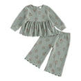 thumbnail image 1 of Staki Toddler Girl Clothes Baby Girl Fall Outfits Long Sleeve Baby Girls Clothing Pant Sets Cute Toddler Girls Fall Outfits 12M-5T(Green,4-5 Years), 1 of 5