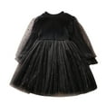 thumbnail image 1 of Staki Toddler Girl Dresses Toddler Girls Tutu Dresses Long Sleeve Ruffle Fall Winter Holiday Star Sequin Tulle Dress(Black,2-3 Years), 1 of 4