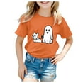 thumbnail image 1 of Staki Toddler Girl Halloween Halloween Shirts Toddler Girls Tshirts Kids Halloween Graphic Short Sleeve Tops(Orange,10-11 Years), 1 of 5