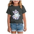 thumbnail image 1 of Staki Toddler Girl Halloween Halloween T-Shirt for Girls Retro Cotton Short Sleeve Tee for Girls(Dark Gray,7-8 Years), 1 of 5
