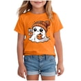 thumbnail image 1 of Staki Toddler Girl Halloween Outfit Halloween T-Shirts for Toddler Girls Short Sleeve Crew Neck Printing Tees Tops 1-14Y,2-3 Years, 1 of 5