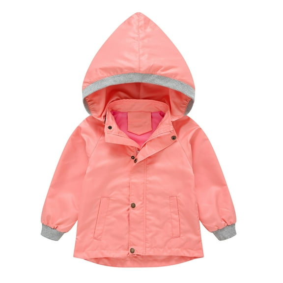Staki Toddler Girl Jacket Girls' Basic Jean Jacket, Stretch Denim with Button Closure, Casual Style(3-4 Years,Watermelon Red)