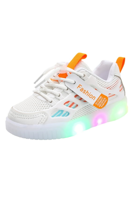 Toddler Girl Kids LED Light up Shoes with Adjustable Hook & Loop - Flashing Luminous Glowing Sneakers, Cool Adorable Light-up Tenis for Girls(,)