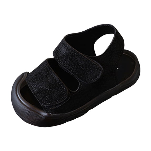 Staki Toddler Girl Sandals Kids Double Buckle Sandals Boys Girls Adjustable Back Strap Summer Beach Pool Sandal(Black,10 Toddler)