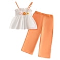 thumbnail image 1 of Staki Toddler Girl Spring Clothes Toddler Girl Summer Clothes Vintage Baby Outfit Crochet Sleevless Ruffled Tank Top & Pants Set 2-7Y(White,3-4 Years), 1 of 9