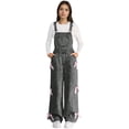 thumbnail image 1 of Yammkia Toddler Girls Bow Denim Overalls Girls Denim Overalls Kids Sleeveless Wide Leg Jumpsuit Bib Overall with Pockets 5-12 Years,9-10 Years, 1 of 6