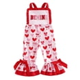 thumbnail image 1 of Staki Toddler Girls Valentine Outfits Toddler Girls Clothes Cute Print Overalls Casual Romper Bell Bottoms Suspender Jumpsuit 6-24M 2-5T(Red-a,18-24 Months), 1 of 7