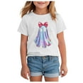 thumbnail image 1 of Staki Toddler Graphic Tees Girls Kids Halloween Shirt Girls Graphic Tees Toddler Halloween Short Sleeve Top(White,4-5 Years), 1 of 5